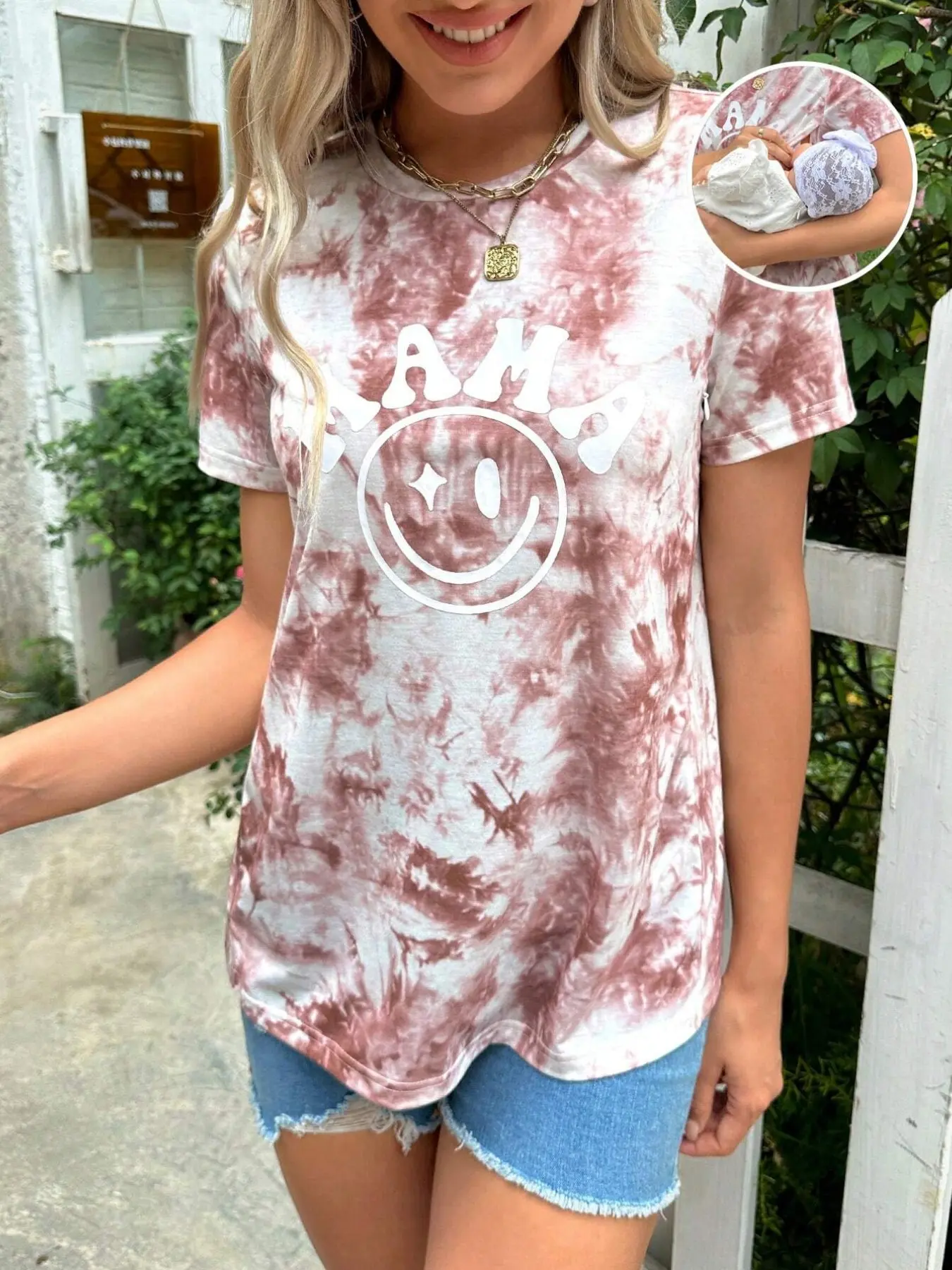 Maternity short-sleeved top casual summer printed T-shirt maternity shirt breastfeeding clothes Maternity Wear Pregnancy Clothes Maternity Apparel