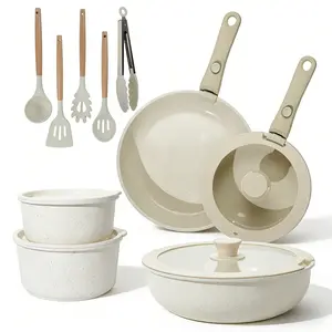 Taksat 20-Piece Nonstick Cookware Set - Detachable Handle, Induction & Oven Safe Pots and Pans, Dishwasher Safe Kitchenware