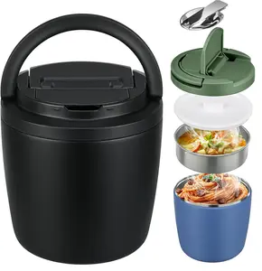 [Summer wins]  Maxso 40 Oz Stainless Steel Vacuum Insulated Lunch Container For Adults Leakproof Thermal Food Jar With Wide Mouth Buckle Lid And Spoon Tableware Tableware Tableware Tin Canister Canister