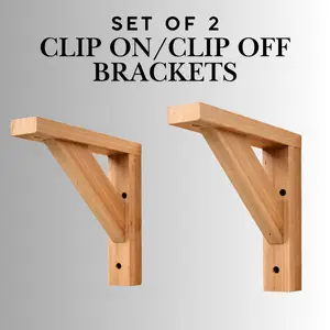 Cedar Wooden Shelf Brackets (Set of 2) – Easy Mount Clip-On for Floating Shelves