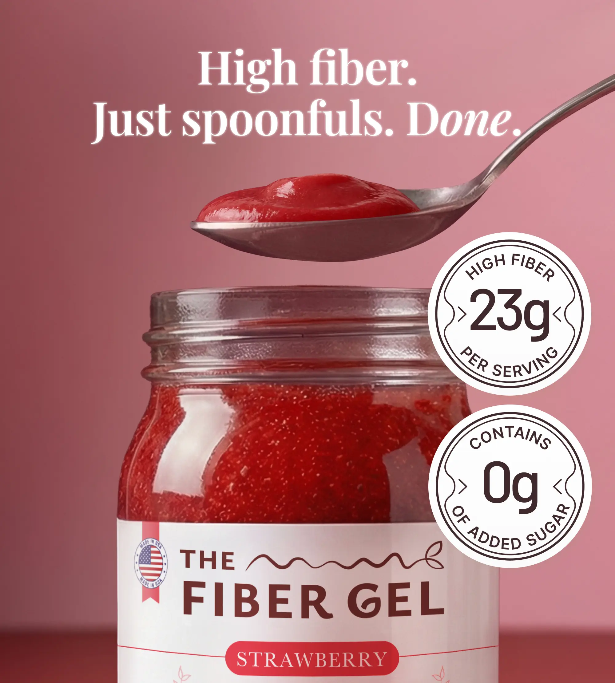 The Fiber Gel Strawberry: Smooth & Spoonable Plant-Based Prebiotic Fiber Gel (Psyllium Husk + Inulin), All Natural&No Sugar Added | Made in USA