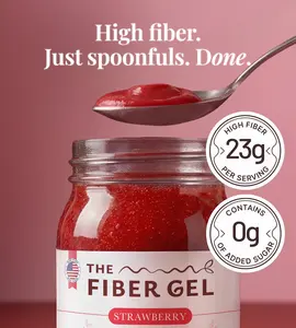 The Fiber Gel Strawberry: Smooth & Spoonable Plant-Based Prebiotic Fiber Gel (Psyllium Husk + Inulin), All Natural&No Sugar Added | Made in USA