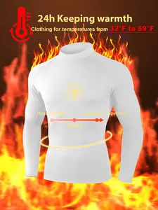 1 Pack Men's Thermal Turtle Mock Neck Shirts, Long Sleeve Compression Shirts Fleece Lined Undershirt Base Layer Tops summerwins