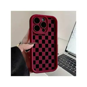 A Black Checkered Patterned Phone Case With Lens Protection, Shock-Proof And Fall-Resistant Durable, Suitable For IPhone17/IPhone17 Air/IPhone17 Pro/IPhone17 Pro Max/16 Pro Max/15 Pro Max/14 Pro Max/13 Pro Max/12 Pro Max
