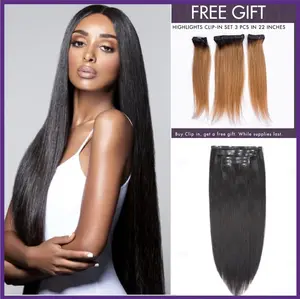LUVME 100% Virgin Human Hair Extensions 135g/Pack Straight, Body Wave, Kinky Curly, Yaki Straight Clip-In