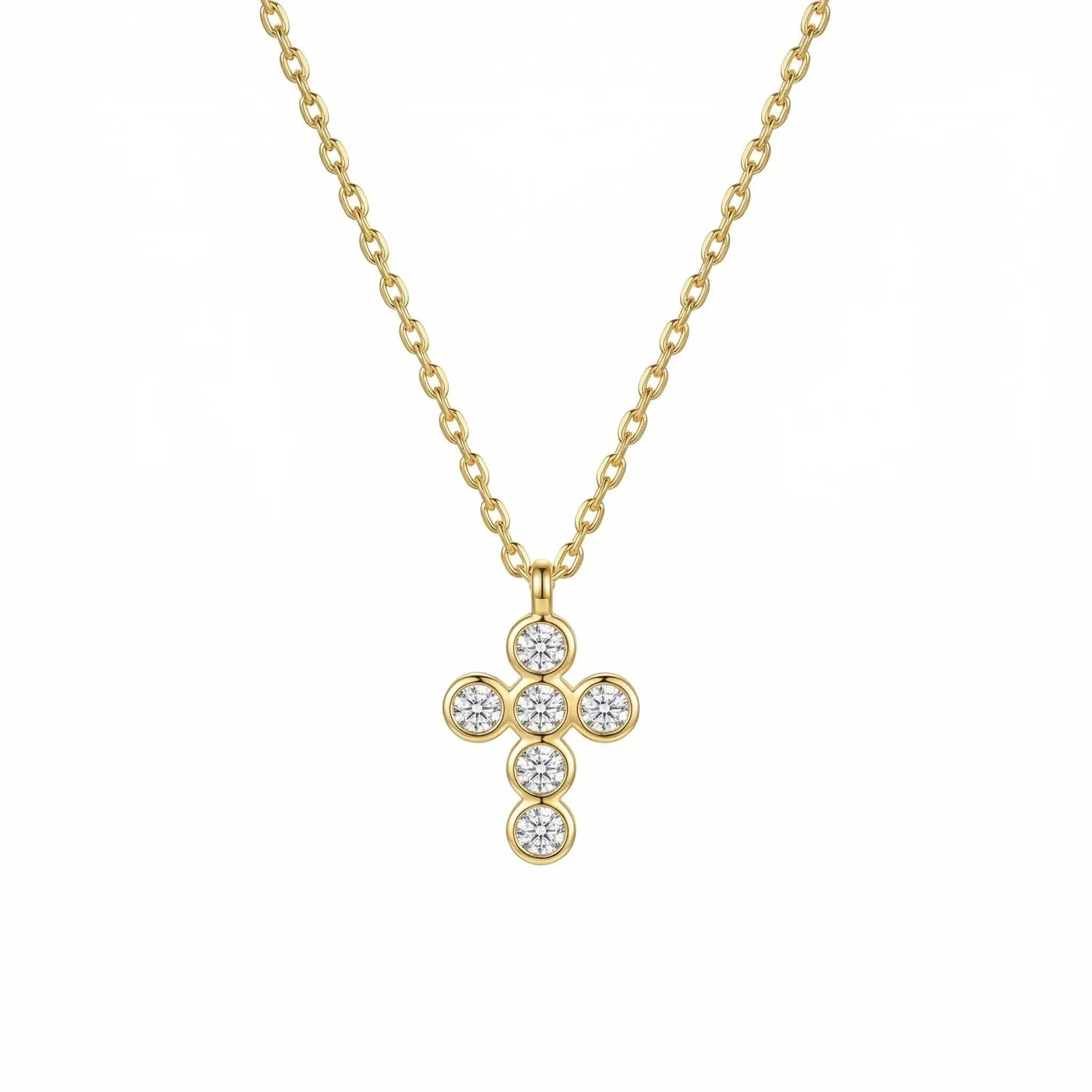 Gold Cross Pendant Necklace – Solid 925 Sterling Silver, Thick Real 18K Gold Plating – christian necklace, bridesmaid gift, hypoallergenic fine jewelry, handmade keepsake – Gift for Her, Mom & Best Friend, Mother's Day, Anniversary & Birthday