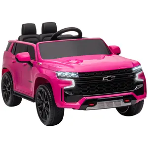 Aosom Chevrolet TAHOE Licensed Kids Ride on Car Gift for Children's Day, 12V Battery Powered Kids Electric Car with Remote Control, Music, Lights, Horn, Suspension for 3-6 Years Old, Pink
