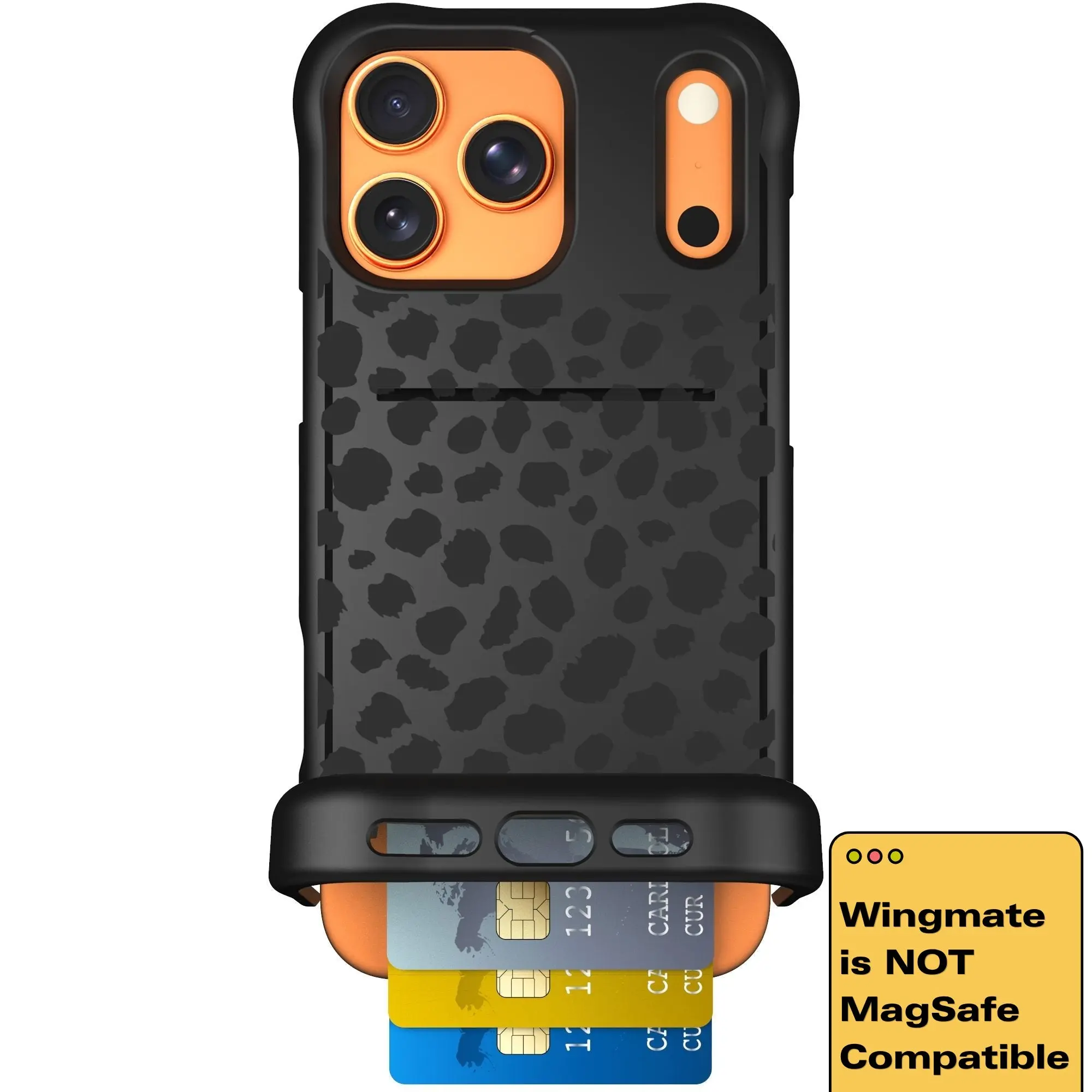 Scooch Wingmate Hidden Wallet Case - Black Leopard (Not MagSafe Compatible)