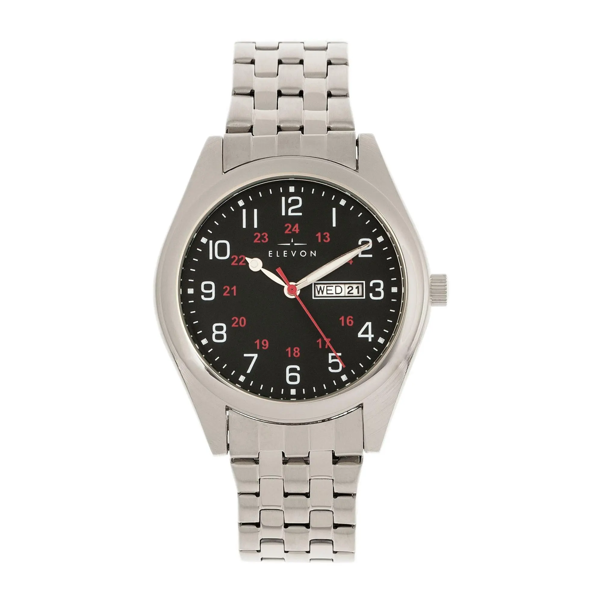 Elevon Men's Gann Silvertone Black Dial Watch
