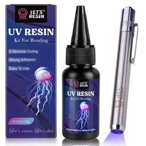 30g UV Resin Kit with UV Flashlight for Welding, Bonding&Curing in Seconds, Jewelry UV Glue Adhesive for Plastic Repair, Glass Light, Craft Decor - LET'S RESIN