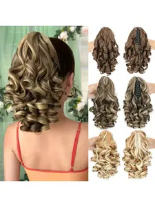 Women's Medium Length Clip Hair Extensions, Roman Curl Design, Fashionable & Puffy Style, All-Season Wear, Realistic Appearance