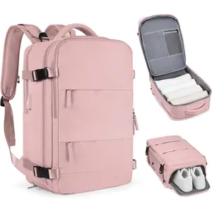 Laptop Mochila Flight Pink Backpack with Shoe Compartment & Organized Interior Design for Travelers