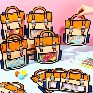 40 Pack Cartoon Backpack Clear Gift Candy Bags with Handle Small Plastic Ziplock Seal Bags Smell Proof Resealable Packaging Storage Bags