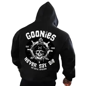 2025 new model |     Men's Loose Hooded Long Sleeve Sweatshirt (S - 3XL, Unisex Plus Size) |     Hoodie, pattern style |     "GOONIES NEVER SAY DIE-" - Movie Inspired Graphic |     Movie-inspired Retro Style, Halloween