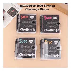 $300, $500, $1000 Savings Challenge Binder – Mini Budget Planner with Envelopes, Clear Money-Saving Organizer for Cash Stuffing, Portable Finance Tracker for Budgeting & Summer Gift.