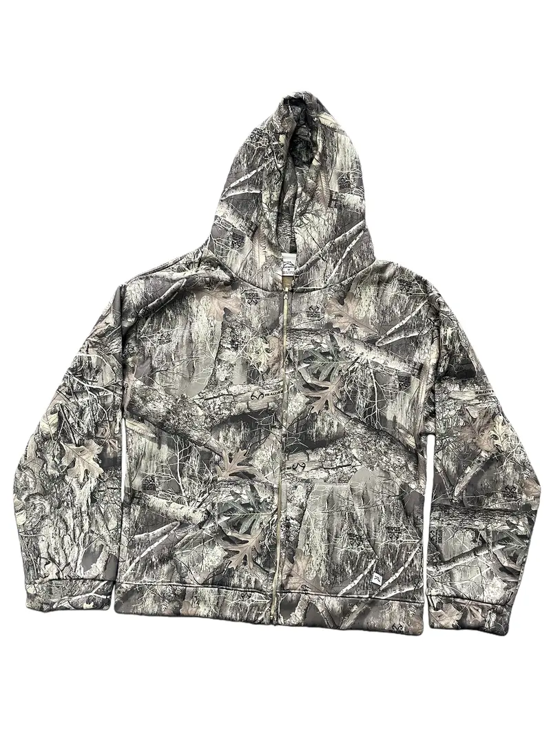 Popular fashion spring/autumn new arrivals: American street style retro camouflage maple leaf hoodies, digital print fashion hooded sweatshirts, men's zippered hooded cardigans.