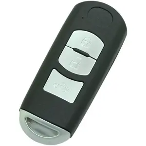 Replacement Key Shell + Uncut Blank Emergency Insert Key Compatible with Mazda 3 Button Smart Keyless Entry Remote Key Case Fob PG535A