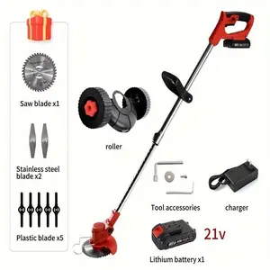 21V Electric Weed Wacker - 3-in-1 Stringless Grass Trimmer, Foldable & Lightweight, Ideal for Garden, Lawn Mower, Blade, Portable Tool Cutting Parts Power, Valentine's Day gift