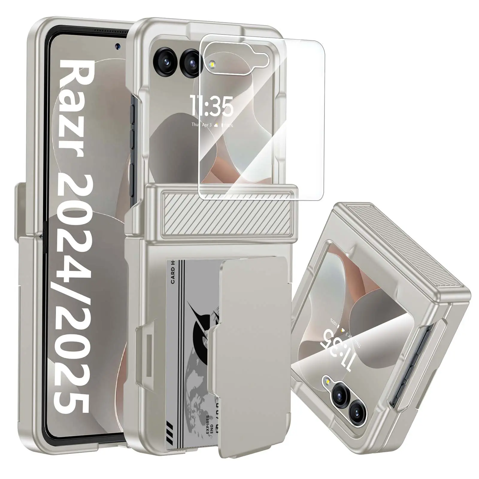 for Motorola Razr 2026/Razr 2025 Case Wallet, Built-in Card Holder (3 Cards) & Hinge Protection & HD Screen Protector, Military Grade Protection, Rugged Protective Phone Case, Accessories, Smartphone,summerwins summerwins Shockproof Cellphone