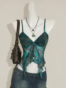 CONVERTIBLE Women's Millennial Y2K Bohemian Retro Teal Paisley