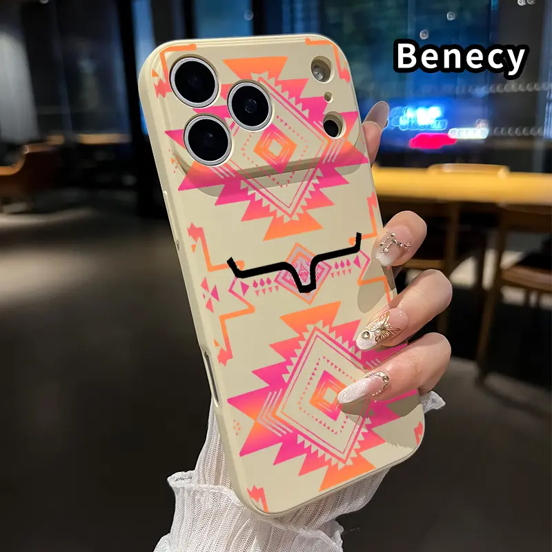 Straight Edge Phone Case for iPhone 17 15 16 14 Pro Max 13 12 11 XR XS Plus Air E  Geometric Tribal Dream Pattern Full Body Protection Shockproof Soft Liquid Silicone Cover Cellphone Protective