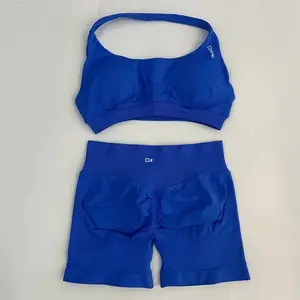 DF Impact Bra & Short Set - High Performance Activewear for Women in Plain Blue Color