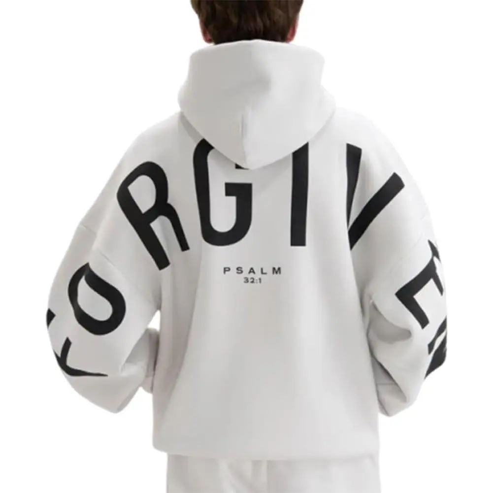 Oversized Christian Heavyweight Faith Sweatshirt for Men Hoodie Pullover Fashion Hoodies Coats Print Forgiven Graphic