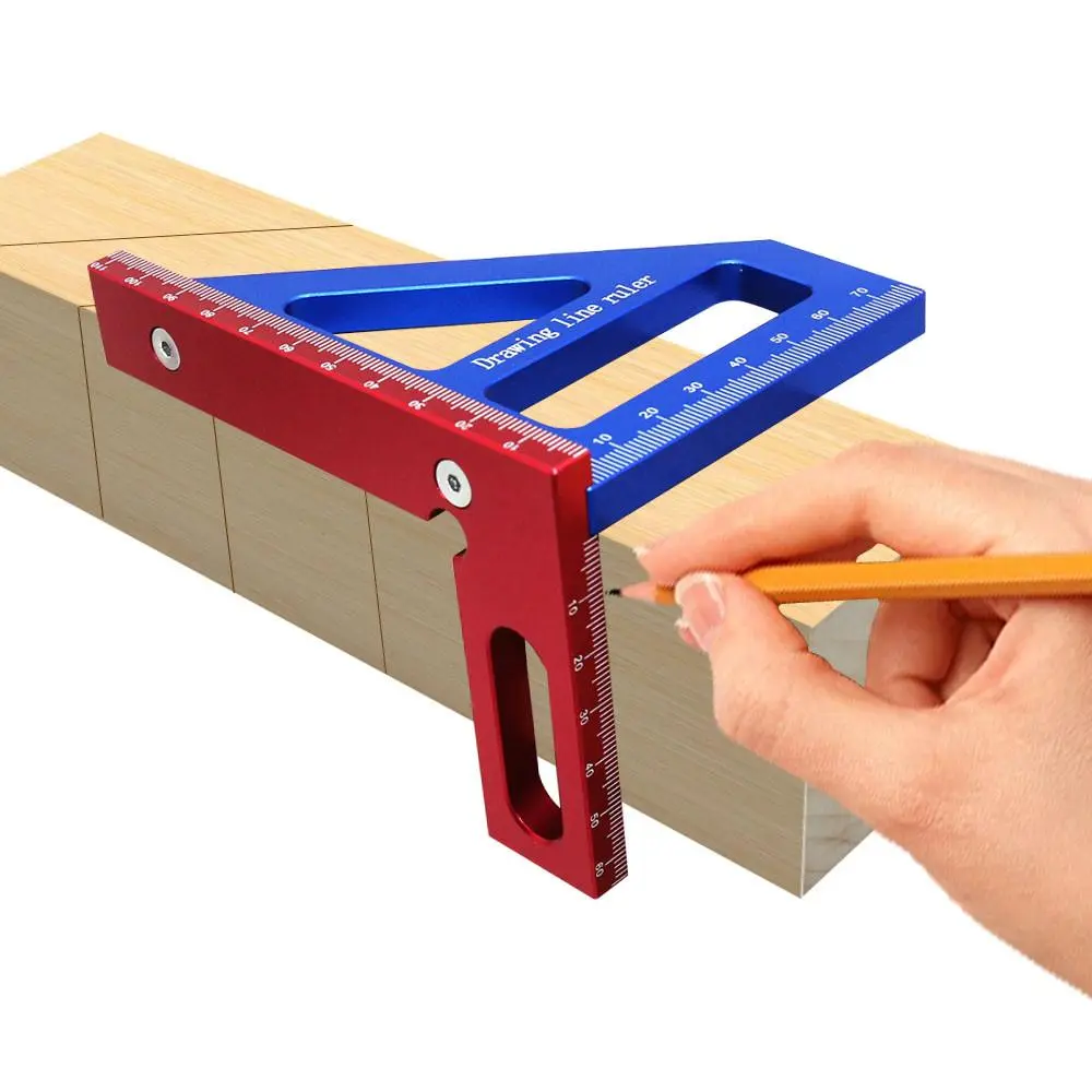 Woodworking Square Protractor, Aluminum Alloy Miter Triangle Ruler, High Precision Layout Measuring Tool, Measuring Marking Tool for Engineer Carpenter