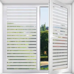 Striped Window Film Sticker, Non-Adhesive Privacy Film, Vinyl Glass Film, Sun Shade Film, Ideal for Home Kitchen & Office Windows, Window Privacy Films