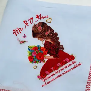 12pcs Custom Quinceanera Polyester Napkins - 10x10in Tableware Favors with "Mis 15 Años" Design for Quinceanera Decorations