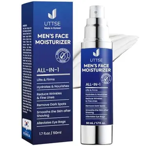 Uttse 6-in-1 Mens Face Moisturizer: Face Cream for Men - Reduce the Look of Eye Bags, Dark Circles, and Puffiness - Skin Care for Men - 1.7 fl oz - Made in Korea