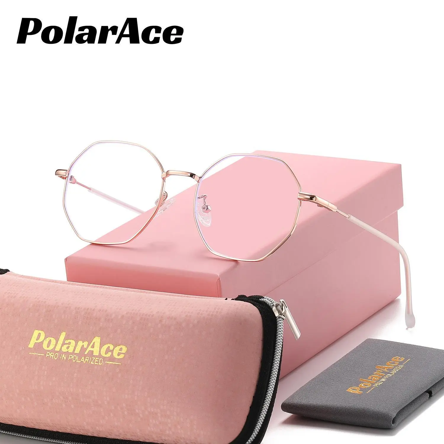 PolarAce Unisex Literary Irregular Flat Glasses Metal Frame Trendy Glasses