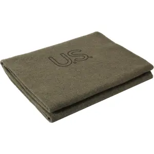 Olive Drab - Genuine GI US Warm Winter Blanket 62 in. x 82 in. - Virgin Wool USA Made