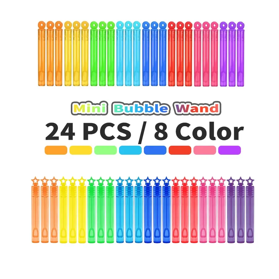 24pcs Rainbow Bubble Wands Set with Liquid Solution, Handheld Bubble Maker, Bubble Blower Sticks, Magic Bubble Stick, Mini Bubbles Toys for Kids Party Favors, Classroom Gifts, Birthdays & Events