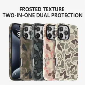 Camouflage pattern frosted case suitable for iPhone 17 Promax 16 Plus 15 14 13 12 11 Xs XR & Samsung Galaxy S26 Ultra S25 Plus S24FE S23 Premium matte finish fingerprint-resistant Exquisite inside and out double-layer protectionCute Gift for Her.MFL125