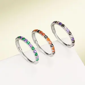 Oufer 20G Multi-Color CZ Hinged Segment Nose Ring 316L Stainless Steel