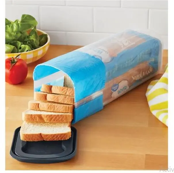 Bread Plastic Storage Keeper, Clear with Gray Lid (1 Each) 5.25" x 5.25" x 13.62" Leak Proof Container Stackable Lunch Container