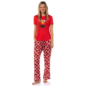 Sesame Street Women's Big Face Tossed Print Character Sleep Pajama Set