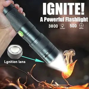 IGNITE! 1-Pack Rechargeable Tactical LED Flashlight with Fresnel Lens Ultra-High 3800 Lumen Brightness Focused Ignition 500 Meter Range Usb Smartphones