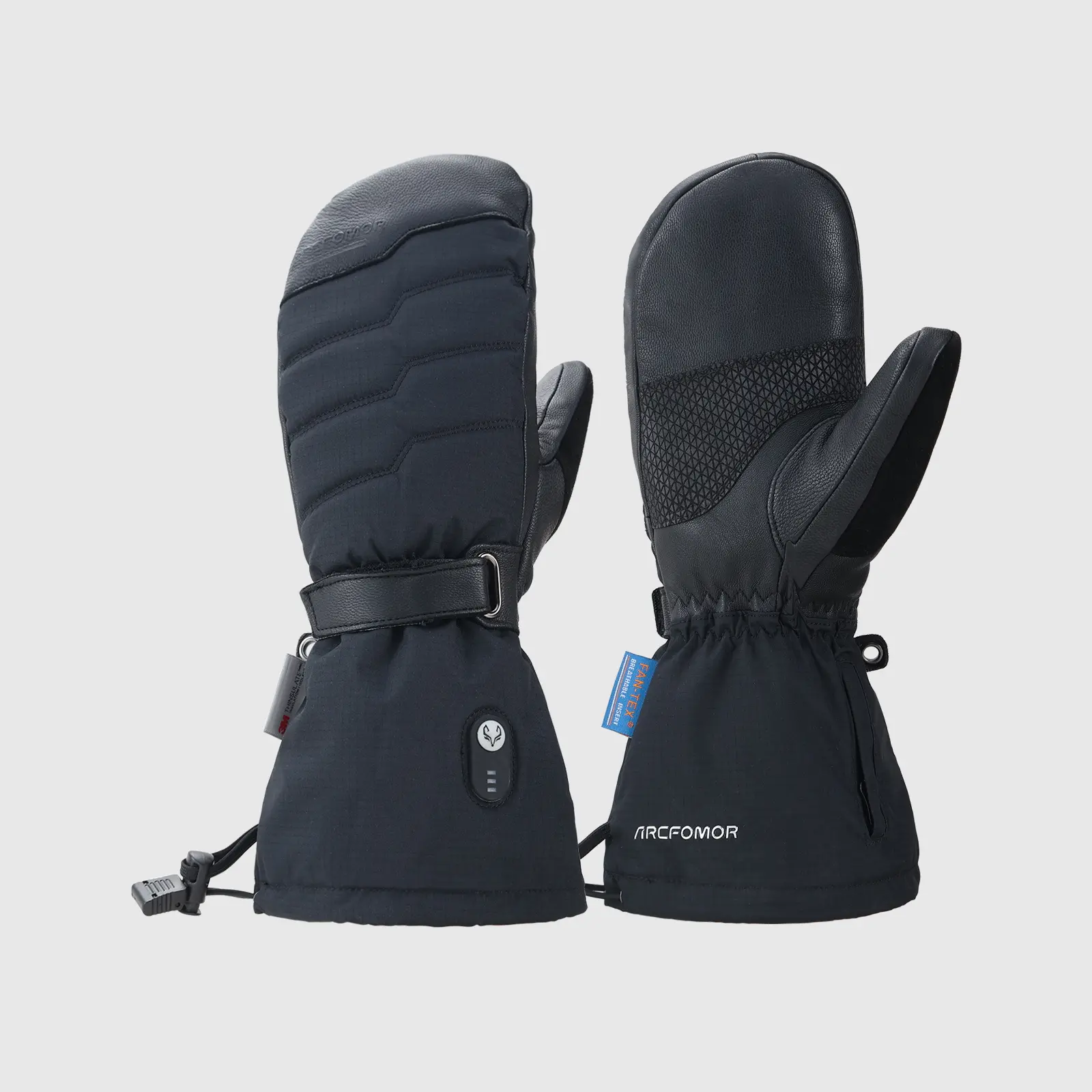 Arcfomor NiagaraStone 7.4V Pro Architecture Heated Mittens - 100% Weatherproof Shield, Composite Fiber, Rechargeable Battery Cold Weather Gloves for Adults, Skiing, Advanced Composite Fiber, Arctic Expeditions & Outdoor Work, Extreme Cold Skiing & Snowboa
