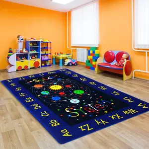【GARVEE】Educational and Non-Slip Area Rugs Featuring Outer Space, Solar System, and Alphabet Designs, Soft and Large Throw Carpets for Playrooms, Bedrooms, Nurseries, and Classrooms