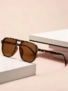 Large Frame Gradient Sunglasses, Fashionable Face-Slimming Design, Casual Style, Perfect for Beach Vacation, Outdoor Activities, Wrap Around Sunglasses