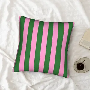 1 PC Pink And Green Stripes Vintage Decorative Cushion Covers for Living Room Bedroom Sofa Bed Decoration Soft Durable and Machine Washable Decorative Cushion Covers Without Pillow Cores