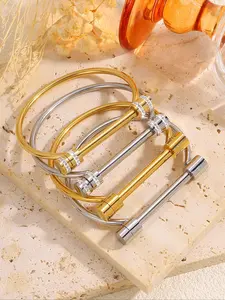 Fashionable Stainless Steel Cuff Bangle, Unisex Casual Jewelry for Party, Daily Clothing Decor, Trendy All-match & Exquisite Jewelry for Birthday Gift, Stackable Bracelets, Multilayered Bangles