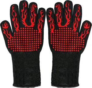 Silicone Non-Slip BBQ Gloves, Oven Mitts for Barbecue, Cooking, Baking, Cutting - Heat Resistant Grilling Gloves - Bakeware