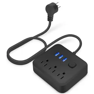 Surge Protector Power Strip - 3 AC outlets and 3 USB ports, Multi Plug Outlet Extender, 4Ft Braided Extension Cord, Flat Plug Wall Mount Desk Charging Station for Home Office Summervibes fathersdaygift