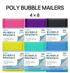 4x8 inches Poly Bubble Mailers, Self Seal and Water Resistant Padded Shipping Bags, Waterproof Mailing Envelopes (200 pieces)