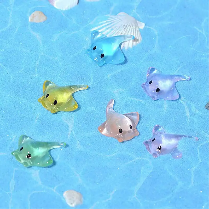 Mini Cute Undersea Manta Ray Design Fish Tank Resin Decorations (20pcs/set), Micro Landscape Small Resin Ornament, Fish Tank Decoration, Aquarium Building Set, Fish Decorations For Tank