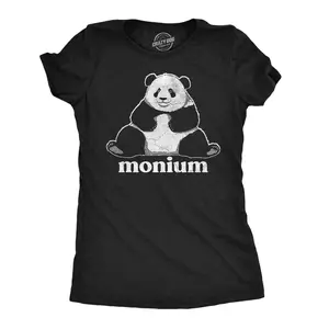 Womens Funny T Shirts Pandamonium Sarcastic Panda Graphic Novelty Tee for Ladies Funny Womens T Shirts Cute Vintage Fashion Casual Ladies T-Shirt Gift Sarcastic Tops for Women Funny Animal Top Women's Novelty Black -