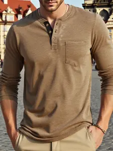 Men's Long Sleeve Pique Polo Shirt, Polyester Fabric, Elastic Cotton Design, Quick-Dry Comfortable Fit, Casual Fashion Top